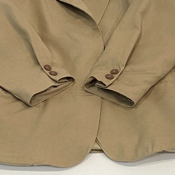 Vintage Talbots 100% Silk Blazer Jacket Size 8 Long Sleeve 1 Button Tan - Picture 7 of 7